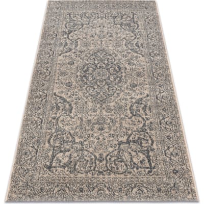 Kleden Rugsx Tapijt Wol JADE 45018/100 Ornament, frame beige 67x130 cm