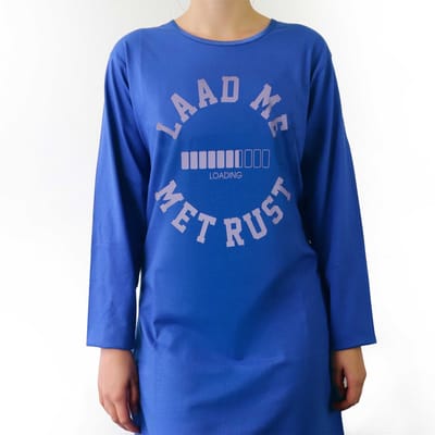 Temptation Dames Bigshirt - Laad me met rust Print - Blauw - Maat S