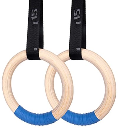 Houten Gymnastiekringen voor Thuis, Olympische Ringen met Verstelbare Nokkengesp en Anti-slip Banden