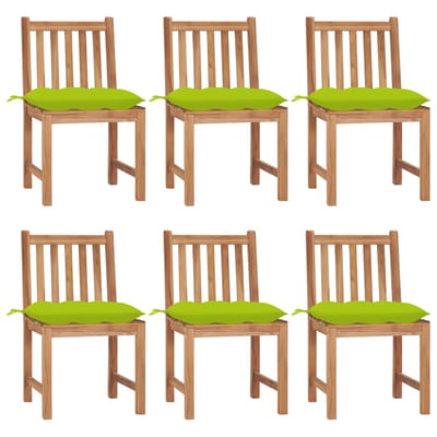vidaXL - Tuinstoelen - 6 - st - met - kussens - massief - teakhout