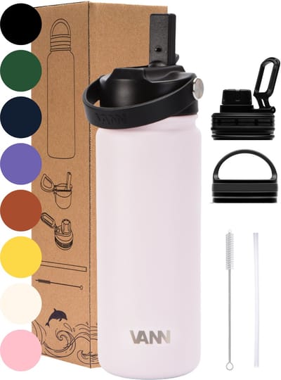 VANN® 3-Wandige RVS Waterfles 500 ML met rietje voor volwassenen – Met 5 accessoires – bidon – 24 uur koud/12 uur warm – Himalayan Salt – VANN Ultimate Bottle®