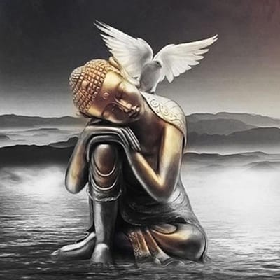 Kit de points de croix à faire soi-même, broderie de diamant, statue de bouddha, peinture diamant, mosaïque, décoration de maison 30X30CM gray
