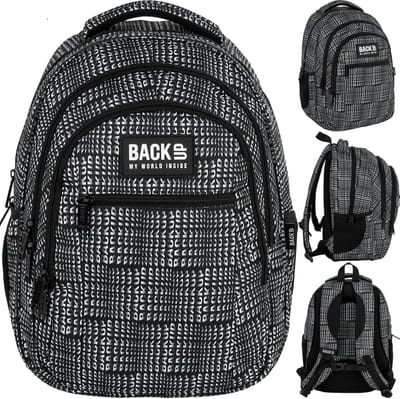 Derform Letters - Rugzak - 3D Effect - Zwart-Wit - Schooltas - Ergonomisch & Ruim
