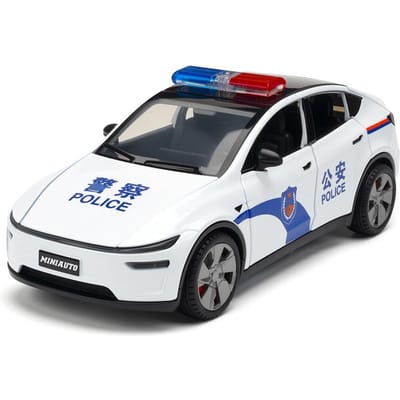 Jianyuan 1:32 Nieuwe Energie Y Politiewagen Model Simulatie Legering Geluid En Licht Kinder Speelgoed Ornament Fabriek Direct S