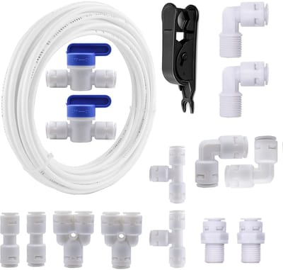 Dailygoody - Aansluitset - Universeel - Eenvoudige installatie - Wit - RO waterfilterfitting - Voor 3/8 inch slang - Inclusief afsluitventiel