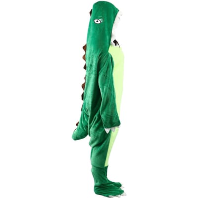 Dinosaurus Badjas Pyjama Draagbare Dinosaurus Deken Superzachte Dinosaurus Deken Hoodie voor Kinderen Volwassenen XL 190cm blue