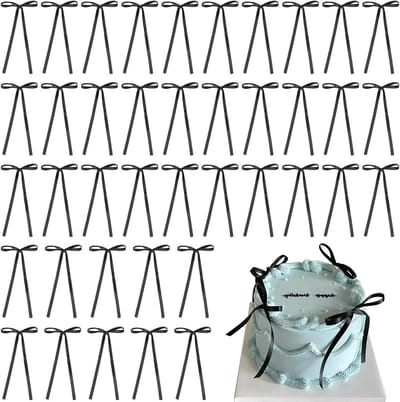 JGS Premium - Zwarte decoratieve strikken voor taarttoppers - 40 stuks voor verjaardag, bruiloft, Valentijnsdag en babyshower
