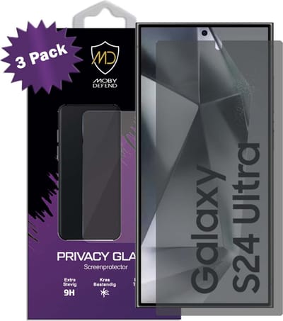 3-Pack MobyDefend Screenprotectors - Geschikt voor Samsung Galaxy S24 Ultra - HD Privacy Glass Screensavers