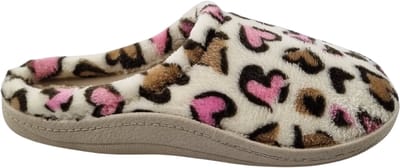 Instap sloffen dames beige panter hearts - heerlijk zacht met harde zool 36