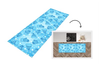 Keukenloper - Loper keuken - Handschoenen - Muts - Winter - Patronen - 150x50 cm - Keukenloper vinyl