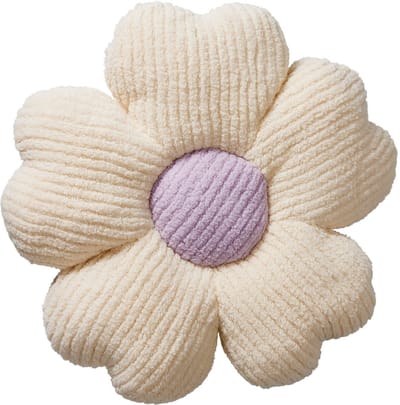 Home & Styling Sierkussen Bloem in ribfluweel - Ø38cm - Wit