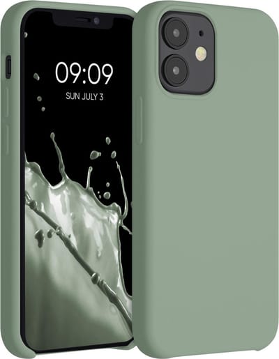kwmobile telefoonhoesje geschikt voor Apple iPhone 12 mini - Hoesje met siliconen coating - Smartphone case in grijsgroen