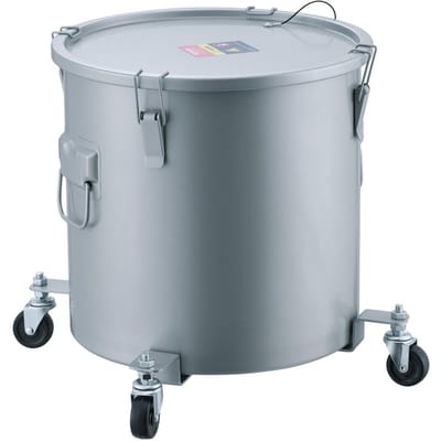 Seau à Graisse de Friteuse, Chariot d'Élimination d'Huile de 10 Gallons avec Base à Roulettes, Acier au Carbone Revêtement Anti-Rouille, Contenant de Transport d'Huile avec Couvercle, Clips de Verrouillage, Filtre