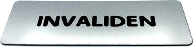 Deurbordje RVS-Look met tekst invaliden - Ronde letter - Formaat 150 mm x 50 mm x 1,6 mm - Zelfklevend | Geborstelde RVS-look toplaag | Gratis Verzending | Decoporta