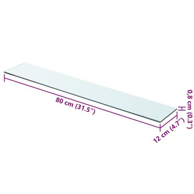 vidaXL - Wandschap - transparant - 80x12 - cm - glas
