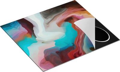 Chefcare Inductie Beschermer Abstracte Kunst - Kleurrijke Golven - 60x50 cm - Afdekplaat Inductie - Kookplaat Beschermer - Inductie Mat