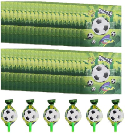 Dailygoods- Voetbalservetten 40 stuks - Voetbalthema - Papieren Servetten - Eettafel Decoratie - Blazende Vliegers 6 stuks - Duurzaam Materiaal - Tafelservetten
