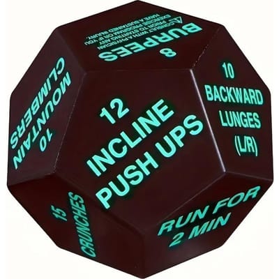 1 stuks 12-zijdig Fitness Stressbal - Zwart met Rode Tekst 18 Springende Squats & 30 Sit-ups Instructies, Ideaal voor Handgriptraining Oefenapparatuur groen
