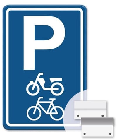 Parkeerbord Brommer en Fiets - blauw - Weerbestendig Aluminium - 40x60 cm - Bevestiging: Met muur-/ wandmontage beugels