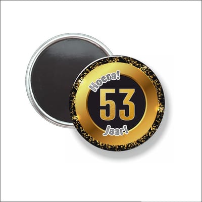 Button Met Magneet 58 MM - Hoera 53 Jaar - NIET VOOR KLEDING