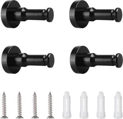 Dailygoods- Kapstokhaak Zwart - 4 Stuks - Zware Kledinghanger - Waterdicht Wandrek - Hoog Draagvermogen - Koper Materiaal - Wandhaak