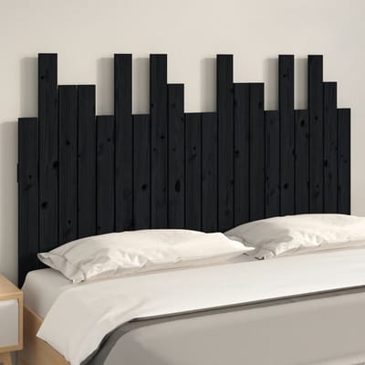 vidaXL - Hoofdbord - wandmontage - 127,5x3x80 - cm - massief - grenenhout - zwart