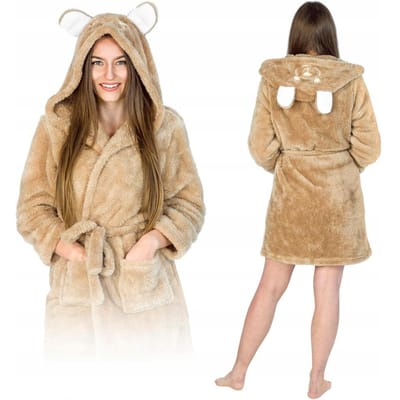 Onesies Serie - Dames Badjas - Kleurvolle Microvezel - Met Oor en Riempje - Cuddly Kap
