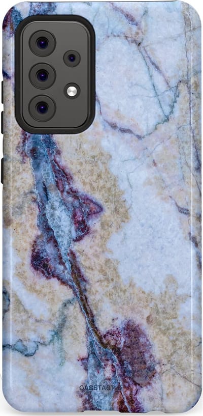Casetastic hoesje geschikt voor Samsung Galaxy A52 (2021) 5G / Samsung Galaxy A52 (2021) 4G - Dubbellaagse bescherming - Diepzee Marmer - Fashion Case - Blauw Zand