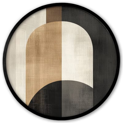 Poster in lijst Rond - Fotolijst 40x40 cm - Posters - Geometrische - Vormen - Wit - Ronde posterlijst zwart - Decoratie - Wanddecoratie woonkamer - Muurdecoratie slaapkamer