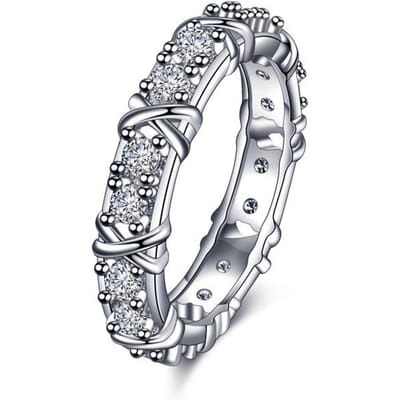 Infinity Eternity 14k gouden Lab Diamond Ring 925 Sterling Zilver Verlovings- en trouwringen voor vrouwen, mannen, feestvingerband, cadeau 12