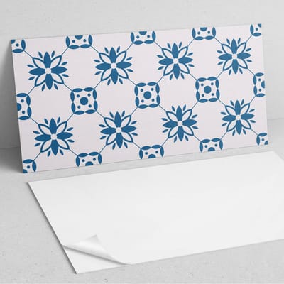 Coloray Wandpanelen Zelfklevend - Bloemenpatroon met bladeren PVC Wandpaneel - 100 cm x 50 cm - Blauw Wandbekleding Zelfklevend - 1 stuk - Bloemen en planten Wandpanelen Zelfklevend - Keuken Wandpanelen - Wandpanelen Badkamer