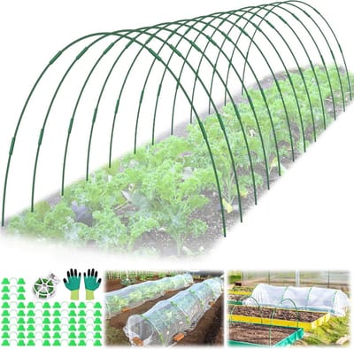 Tuinhoepels 60 Stuks - Kweek Tunnel - Planten Beschermen - Glasvezel Frame - 12 Sets - Groen