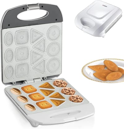 Elektrische Koekjesmaker - Koekjespers Machine - Snelle Snacks Bakken - Keramische Antiaanbakplaten - 140W - Wit