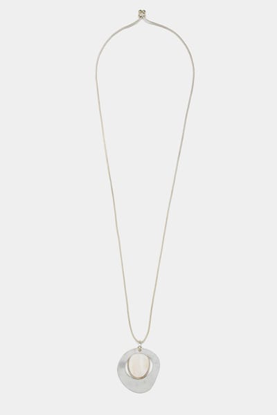 Yours Lange Ketting Met Open Hanger En Edelsteenhanger In Zilversize One Size