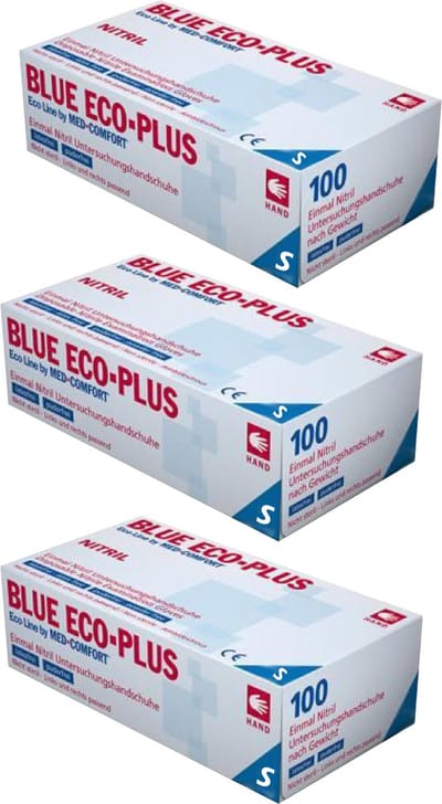 3x Pack Blue ECO-PLUS Nitril (100 stuks per doos) Maat S - Handschoenen - Wegwerp - Blauw -