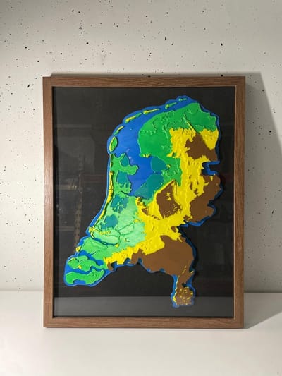 Topografie Kaart Nederland Kaart Hoogtekaart Interieuraccent Decoratie Nederlandse Topografie |