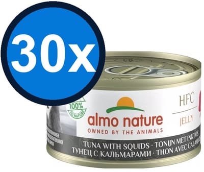 30x Almo Nature HFC Jelly - Tonijn & Inktvis - Kattenvoer Natvoer - 70g