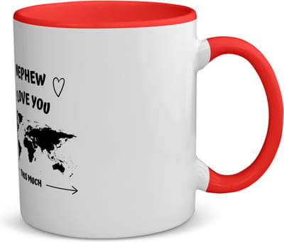 Akyol - nephew i love you this much koffiemok - theemok - rood - Neef - geweldige neef - liefste neef - verjaardag - cadeau - kado - bedankje - geschenk - 350 ML inhoud
