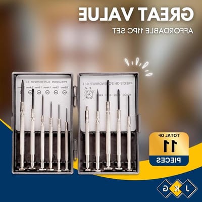 Precisie Schroevendraaierset - Mini gereedschap - Kleine reparaties - 11 delige set - Opbergkoffer - Zilver