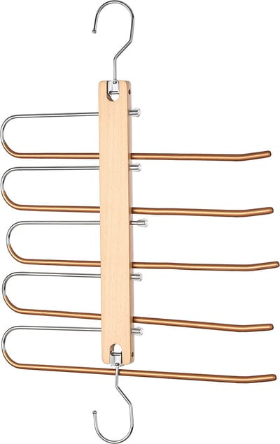 Behave Ruimtebesparende Kledinghanger - Kledinghangers - Kapstok - Broekhanger - Antislip - Bamboe Hout - 5 Haken