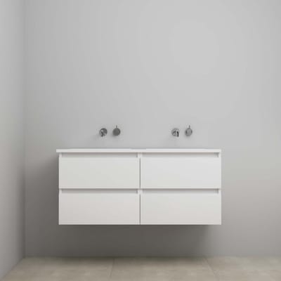 On-Line Onderkast - 120 cm - Voorgemonteerd - Acryl Wastafel - Kraangat naar Keuze - Hoogglans Wit