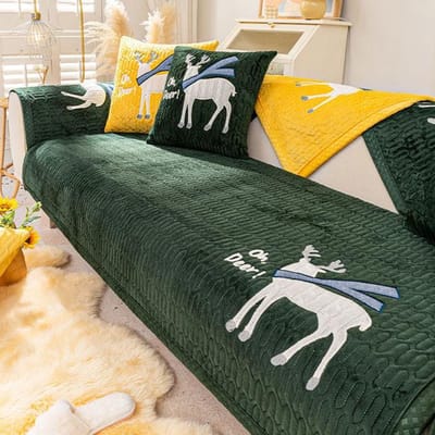 Verdikte Koraalfleece Bankkussen Winter High-End Woonkamer Cartoon Bankkussenhoes Effen Kleur Meubelbeschermhoes 45x45 Pillowcase1 donkergroene kleur