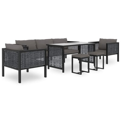 vidaXL - 8-delige - Loungeset - met - kussens - poly - rattan - antraciet