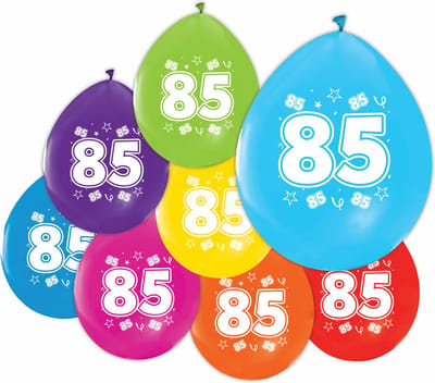 16 Ballonnen 12″ 2 Zijdig bedrukt 85 jaar - Versiering Slinger Feestdecoratie Decoratie Verjaardag Jubileum Ballon Feest