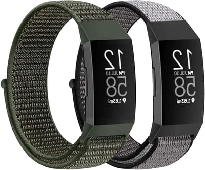 Zachte en ademende nylon horlogeband voor Fitbit Charge 4/3/SE, vervangbare sportband voor dames en heren