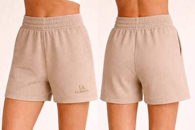 LA BOOTY Dames Short – Taupe/Beige – Katoenmix – Relaxed Fit – Zacht & comfy – Handmade in Belgium – Maat S