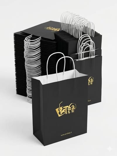 200 x Papieren Draagtassen - papier tasjes - 200 stuks - Zwart - 20.8 x 11 x 27 cm - Draagkracht 3kg - Paper bag