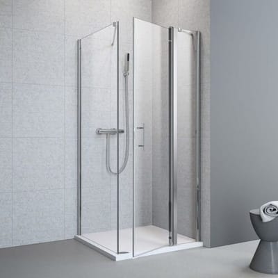 Megabad Profi Collection Planplus hinged door with fixed partition and side panel 80 x 80 x 195 cm hinged right MBPPDTFSD80R