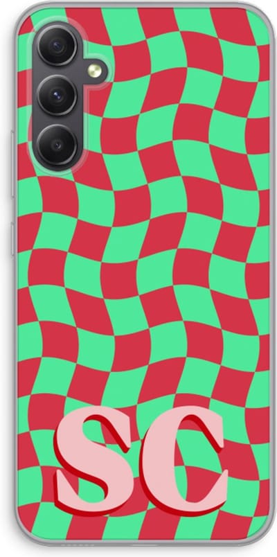 Gepersonaliseerd - Case Company® - Hoesje geschikt voor Samsung Galaxy A34 hoesje - Grid Monogram - Soft Cover Telefoonhoesje - Bescherming aan alle Kanten en Schermrand
