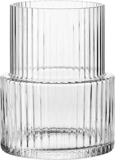 Vaas - Sparkle Geribbelde Glazen Vaas - 18 cm - Elegant en Modern Design - Ldeaal voor Bloemstukken en Lnterieurdecoratie